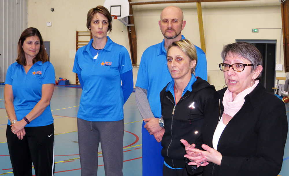 Chantal Bariat et quatre des coachs
